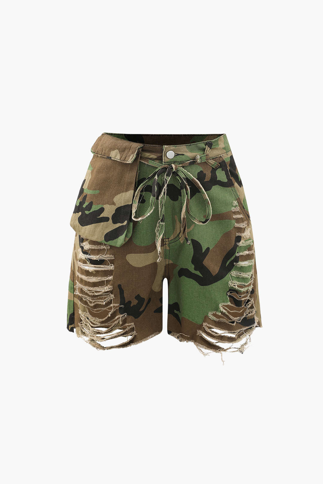 Short cargo à nouer style camouflage rétro