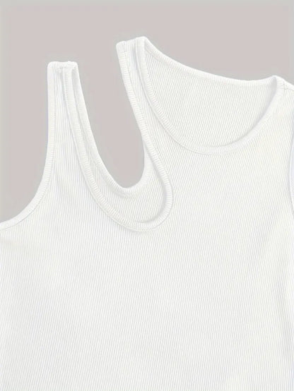 Basic asymmetrische crop-tanktop 