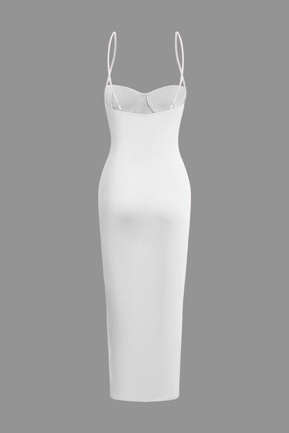 Effen kleur klassieke slip maxi-jurk