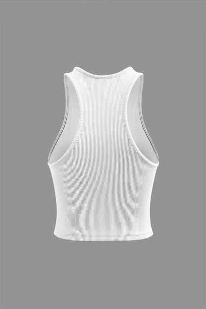 Mouwloze tanktop met ribgebreid naaddetail