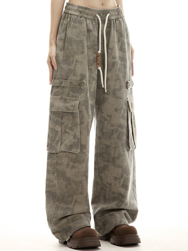 Coffee Vintage Wasteland Camouflage Cargo Pants