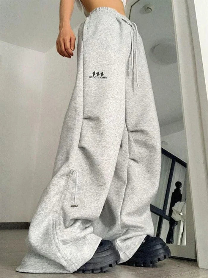 Retro Sport Drawstring Loose Leg Sweatpants