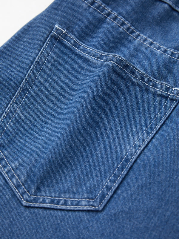 Blauwe vintage denim overall met gewassen effect