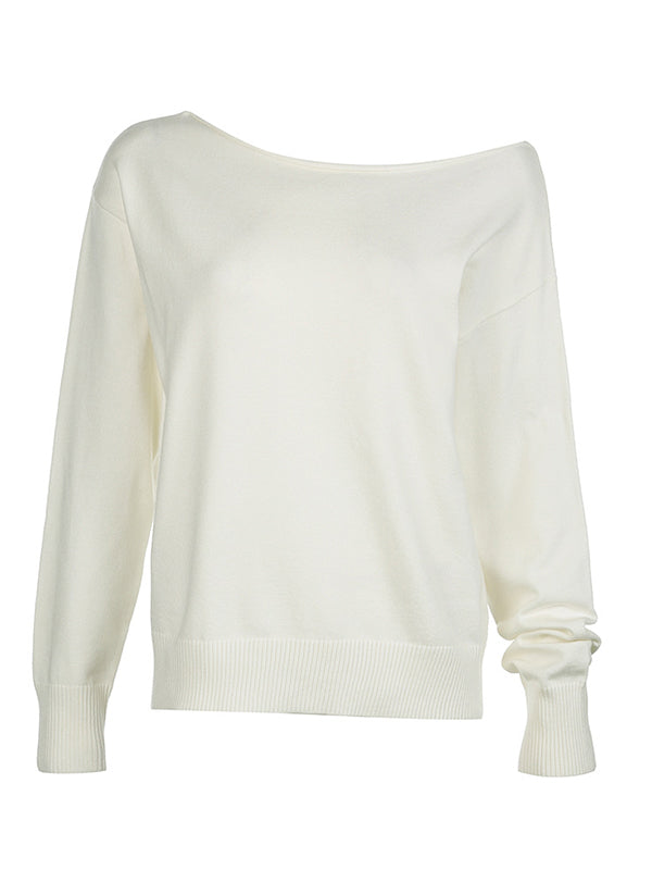 Solid Color Y2k One Shoulder Oversized Sweaters