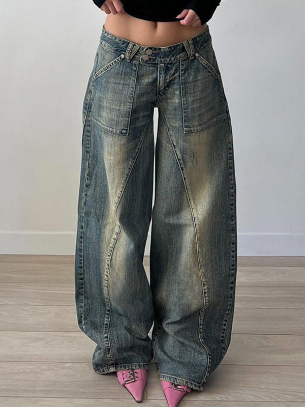 Punk Distressed Onregelmatige Dividing Line Baggy Jeans