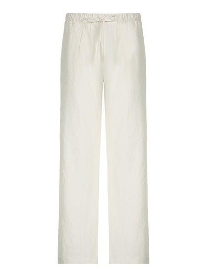 Pantalon droit classique blanc à cordon de serrage