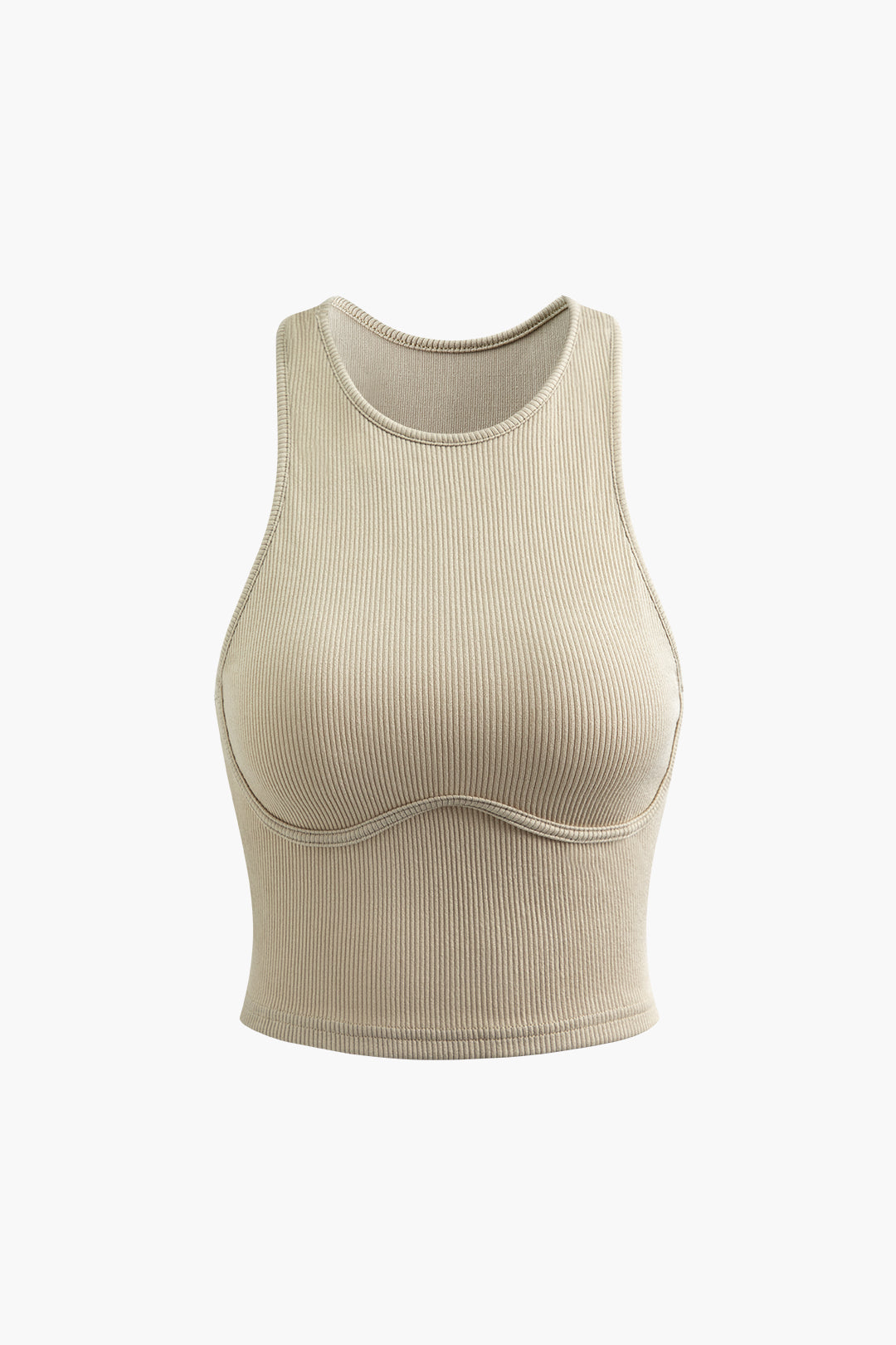 Mouwloze tanktop met ribgebreid naaddetail