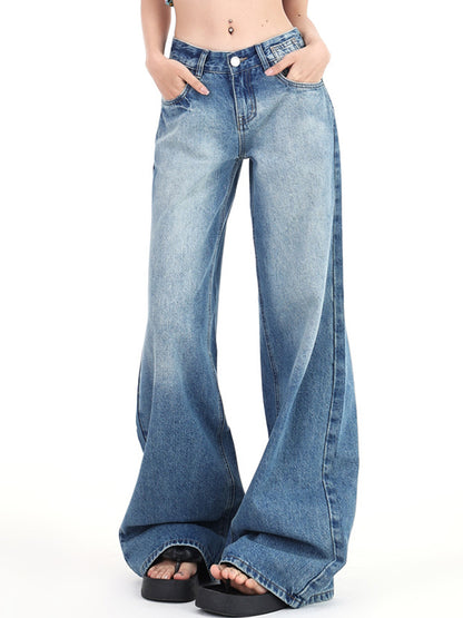 Vintage gewassen effect lage taille boyfriend jeans