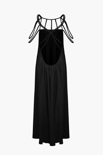 Cut Out Tie Up Backless Maxi Dress