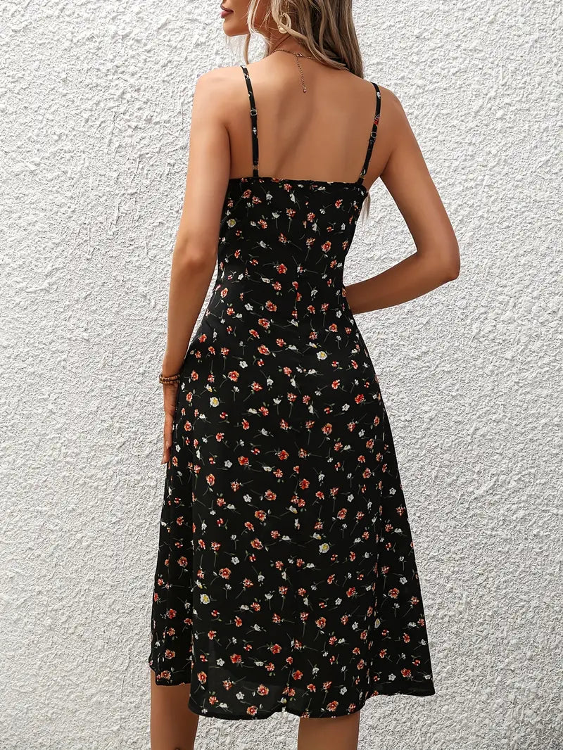 Robe à imprimé floral French Ditsy avec fente 