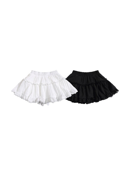 Solid Color Y2k French Ballet Style Puff Cake Mini Skirts