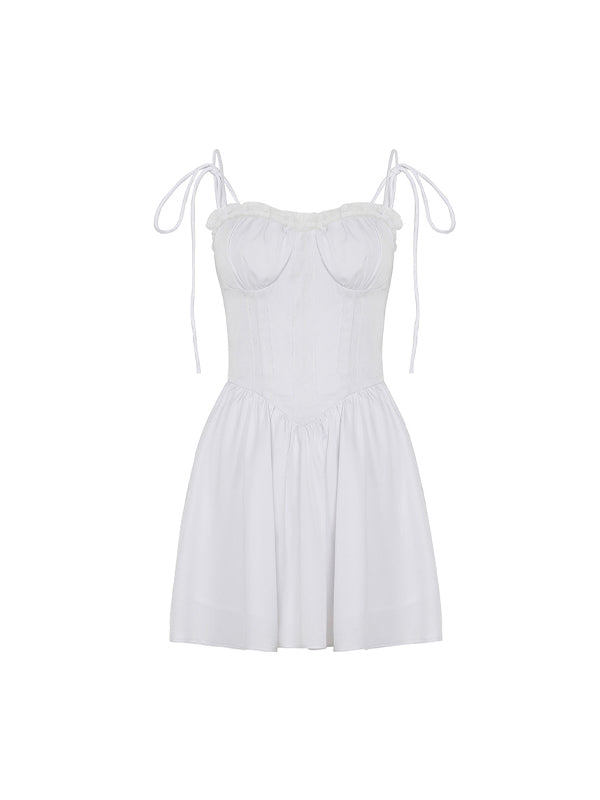 White Y2k Holiday Airy Satin Mini Dress