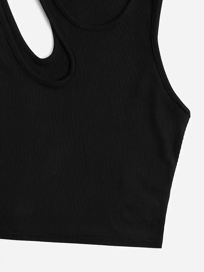 Basic asymmetrische crop-tanktop 