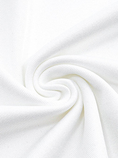 Witte vintage mini-jurk met split-v-hals
