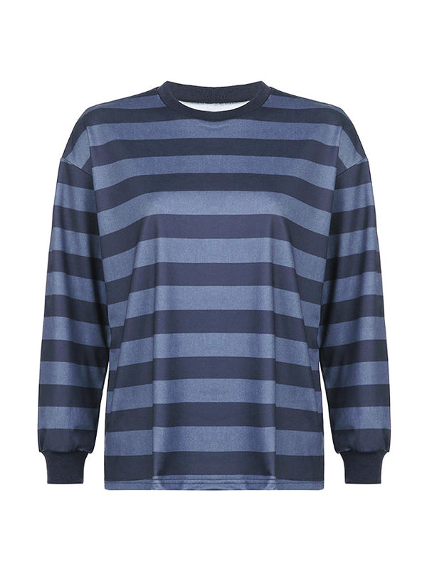 Vintage Striped Crew Neck Oversize Sweatshirt