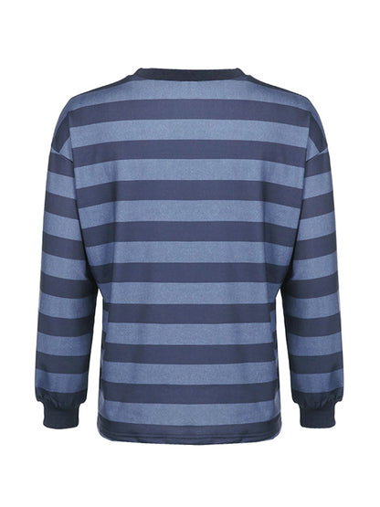 Vintage Striped Crew Neck Oversize Sweatshirt