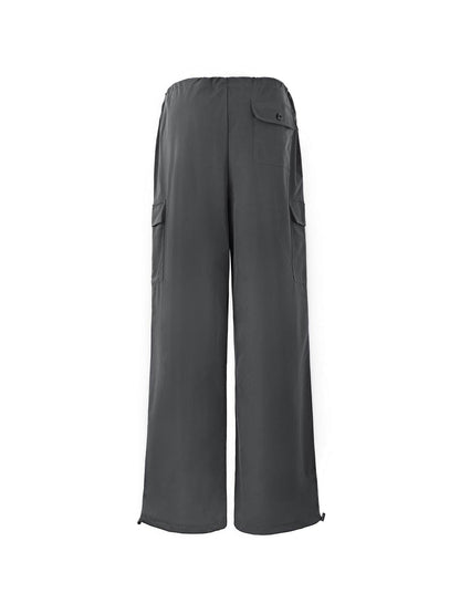 Grey Y2K Baggy Drawstring Cargo Pants