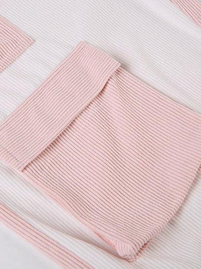 Pantalon cargo en velours côtelé rose rétro patchwork