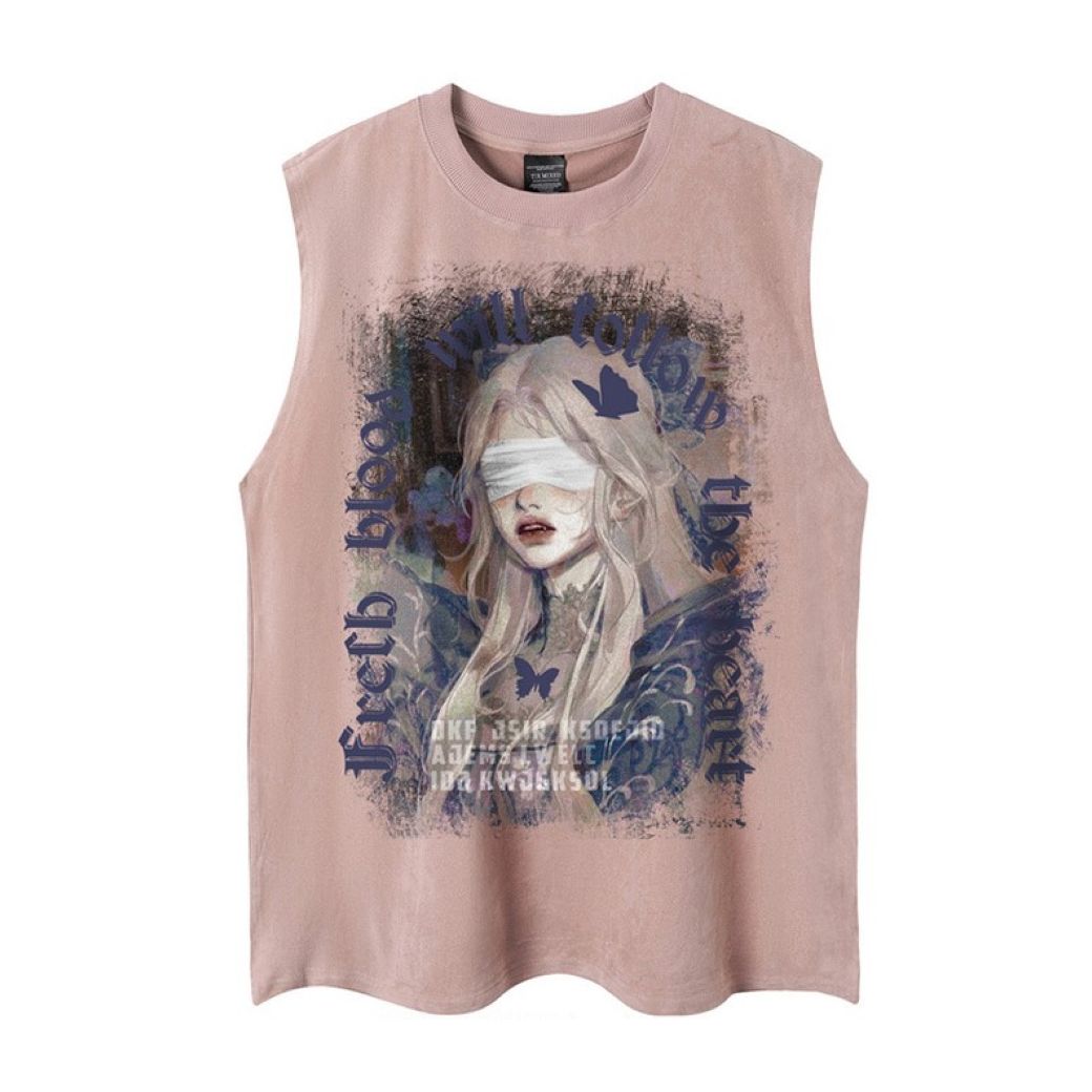 Hip Hop Girl Print Oversized Mouwloos Tanktopje