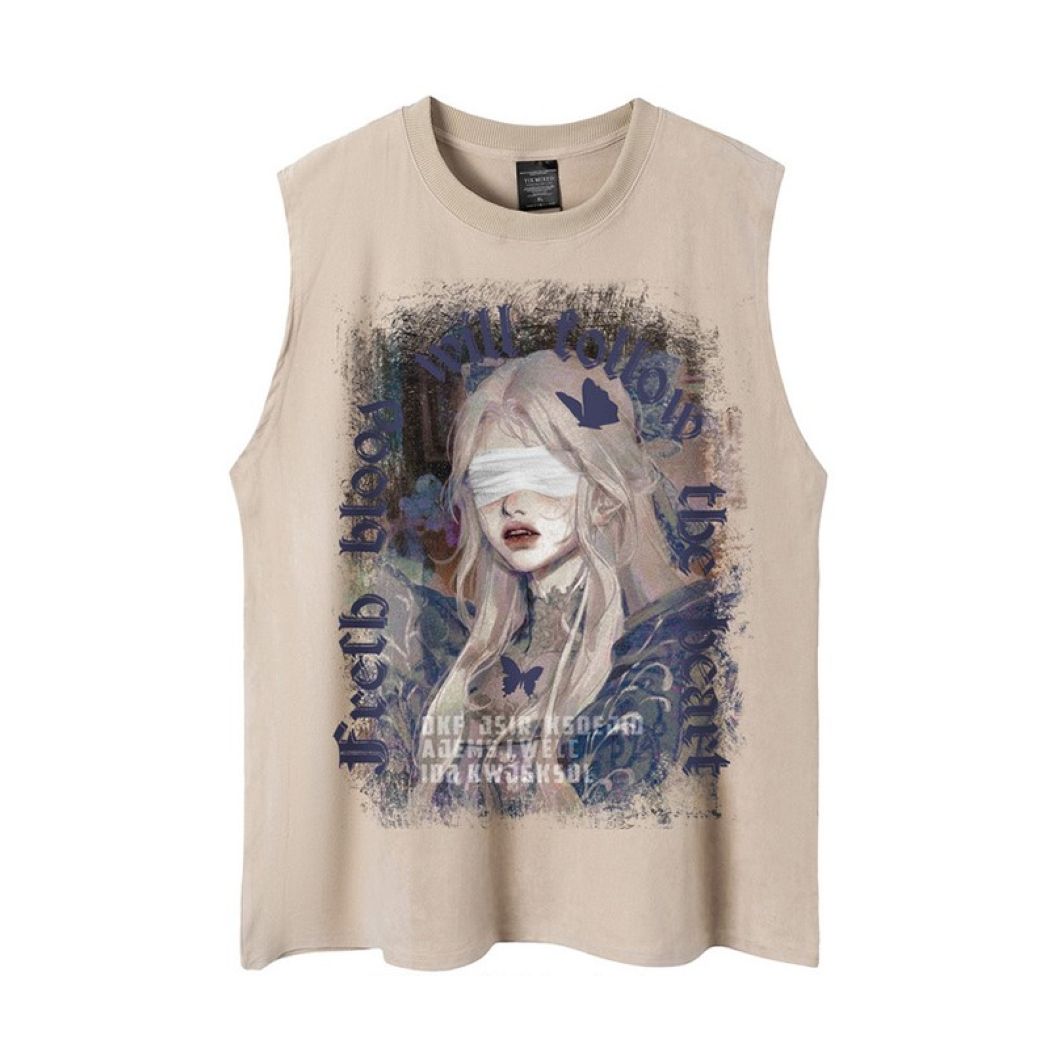 Hip Hop Girl Print Oversized Mouwloos Tanktopje