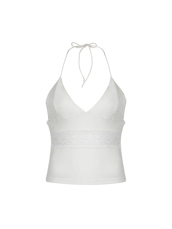 Klassieke witte V-hals borstvormige slanke cami-top