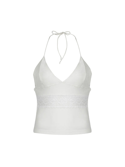 Klassieke witte V-hals borstvormige slanke cami-top