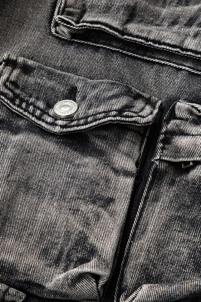 Ombre punk cargojeans met wijde pijpen en meerdere zakken 