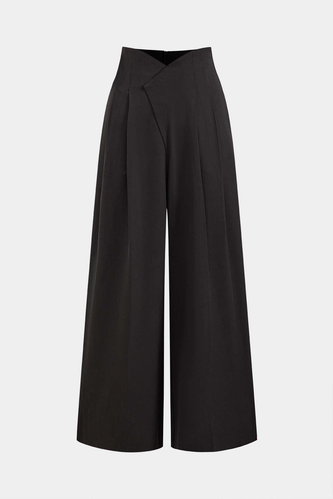 Solid Color 2000s Pleated Asymmetrical Wide Leg Trousers