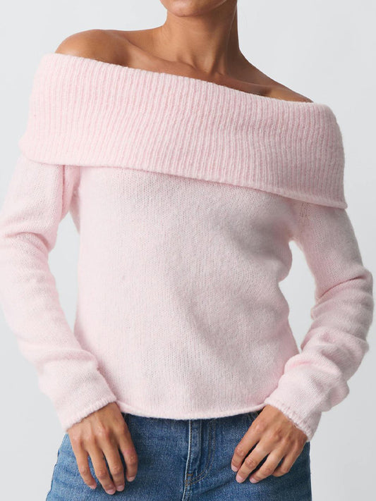 Solid Color Y2k Off Shoulder Oversized Sweaters