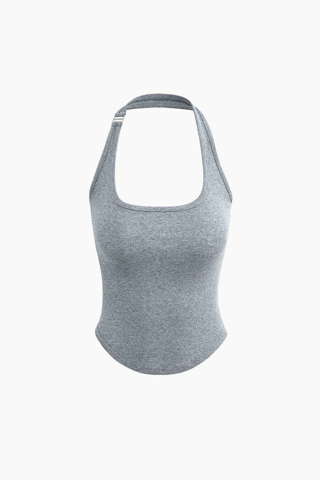 Effen kleur Y2K halter tanktop met gebogen zoom