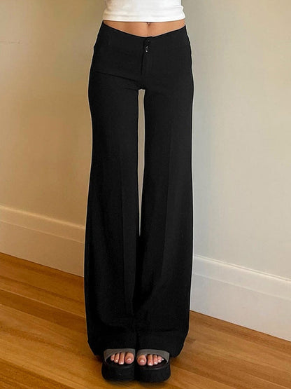 Pantalon évasé noir vintage taille haute à jambe droite