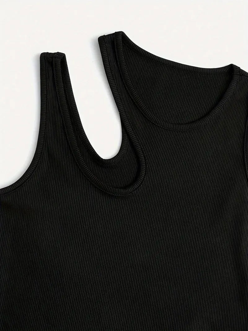 Basic asymmetrische crop-tanktop 