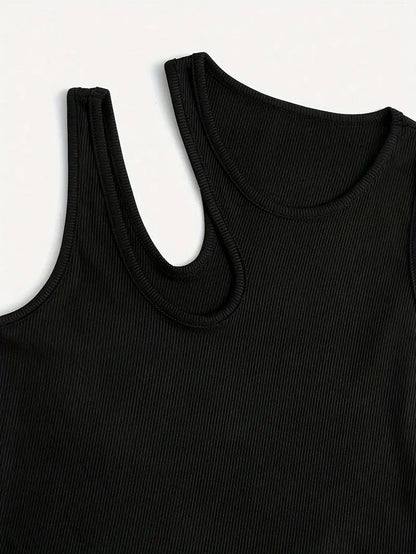 Basic asymmetrische crop-tanktop 