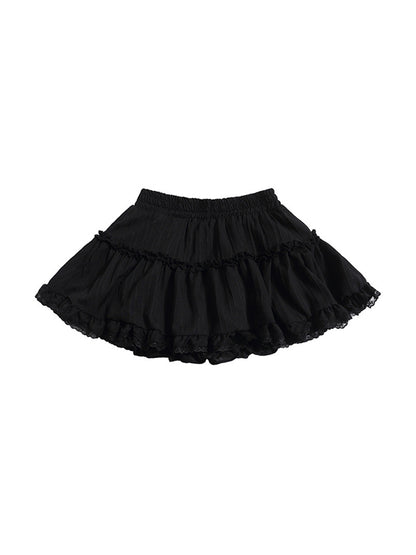 Solid Color Y2k French Ballet Style Puff Cake Mini Skirts