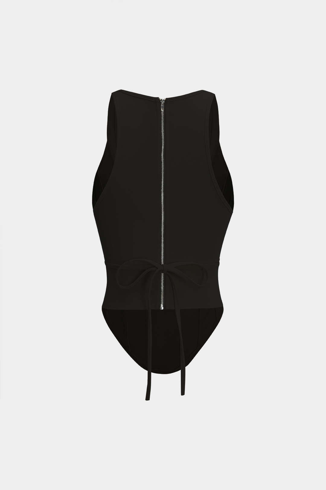 Solid Color 2000s Zipper Tie-Up Corset Waist Tank Top