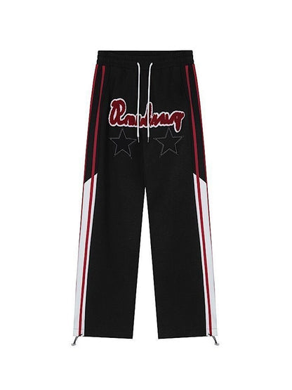 Contrasterende kleur Y2K massaal print Star Patch Baggy joggingbroek