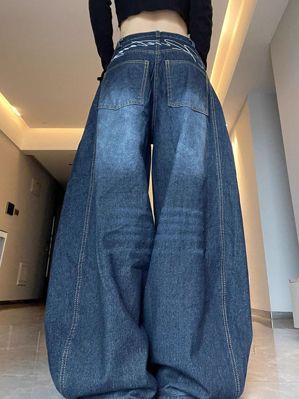 Blue Vintage Straight Boyfriend Jeans