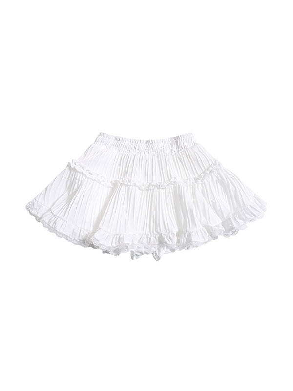 Solid Color Y2k French Ballet Style Puff Cake Mini Skirts