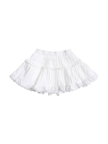 Solid Color Y2k French Ballet Style Puff Cake Mini Skirts