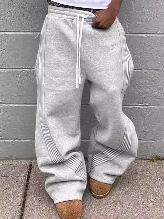 Solid Color Vintage Print Sweatpants