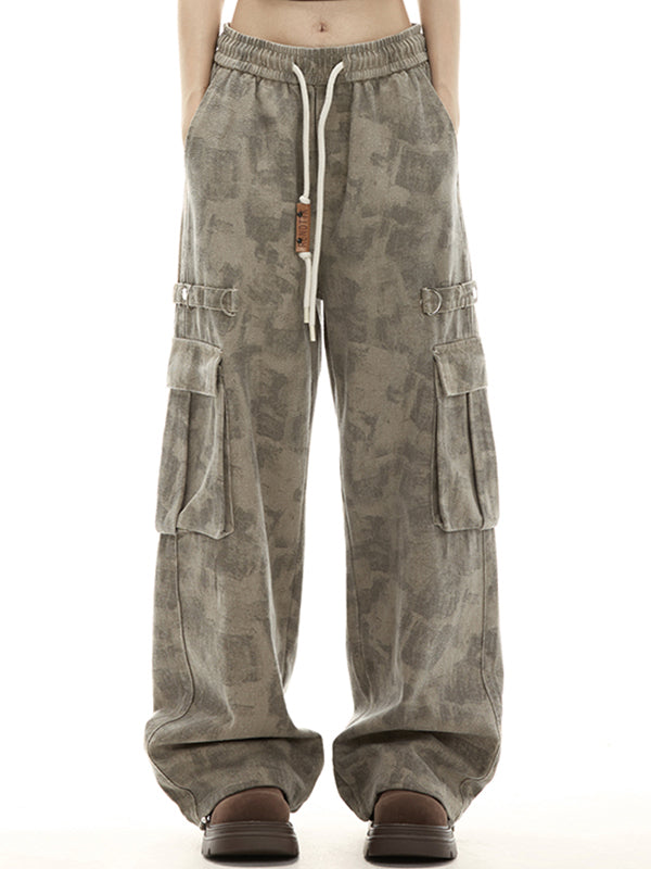 Coffee Vintage Wasteland Camouflage Cargo Pants