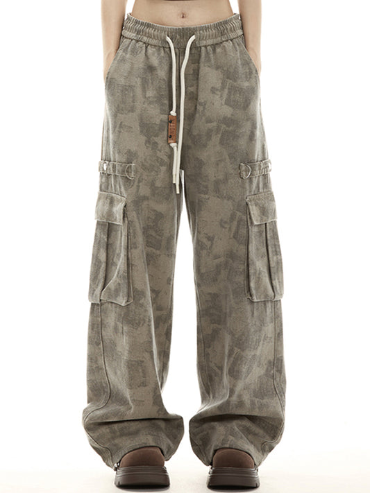 Coffee Vintage Wasteland Camouflage Cargo Pants