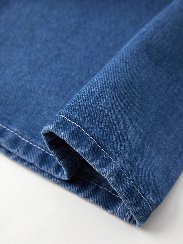 Blauwe vintage denim overall met gewassen effect