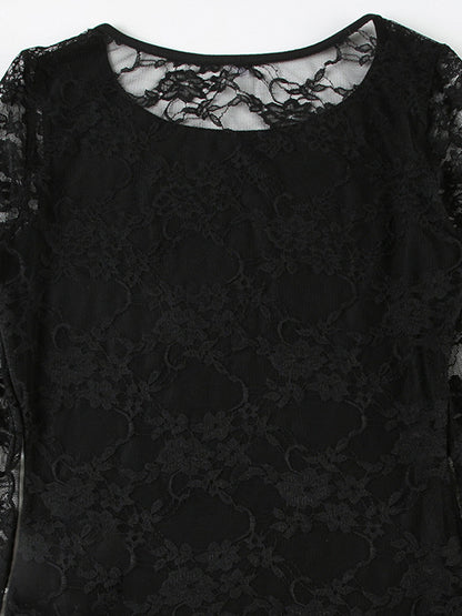 Black Y2k Lace Stitching Long Sleeve Tee