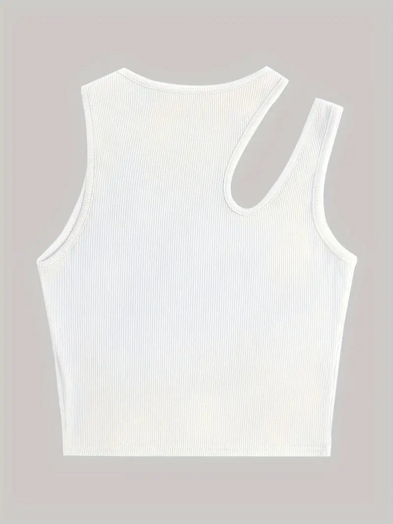 Basic asymmetrische crop-tanktop 