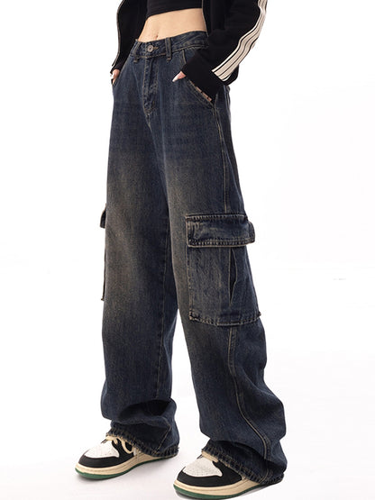 Jean cargo taille haute coupe droite JY Punk