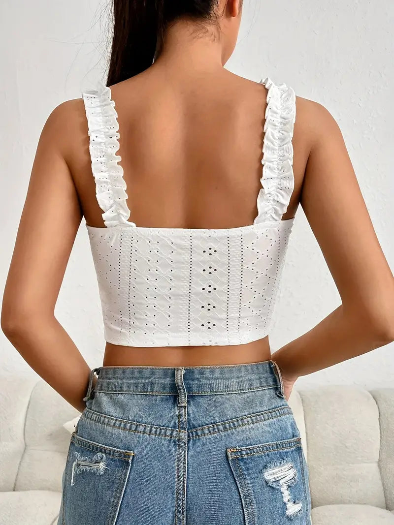 Vintage oogje coquette trim stropdas voor crop cami top 