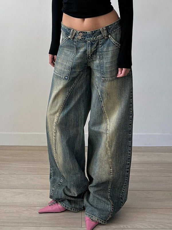 Punk Distressed Onregelmatige Dividing Line Baggy Jeans