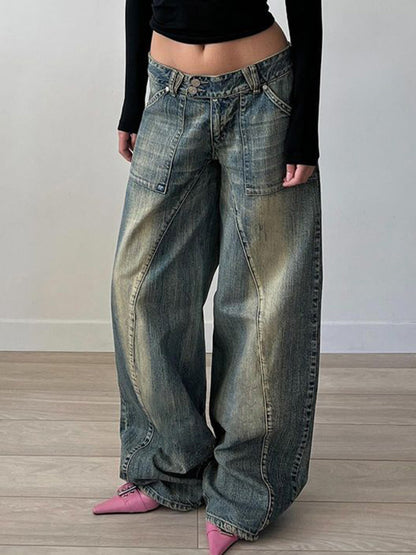 Punk Distressed Onregelmatige Dividing Line Baggy Jeans