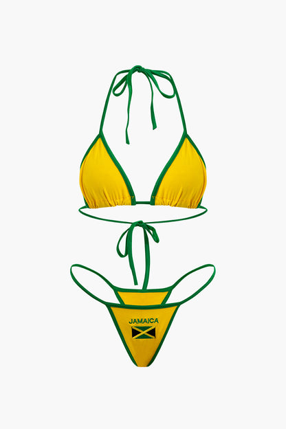 Contraste Vintage JAMAICA Ensemble de bikini contrasté brodé